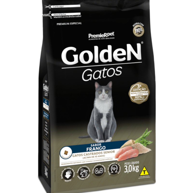 GoldeN® Gatos Castrados Sênior Frango, Arroz e Beterraba Branca 3kg