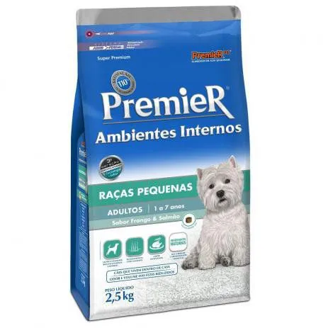 Premier Ambientes Internos 2,5kg - Adulto Raças Pequenas - Frango e Salmão