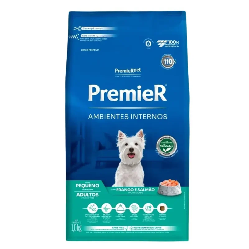 Ração Premier Ambientes Internos Cães Adultos Frango E Salmão - 1 Kg